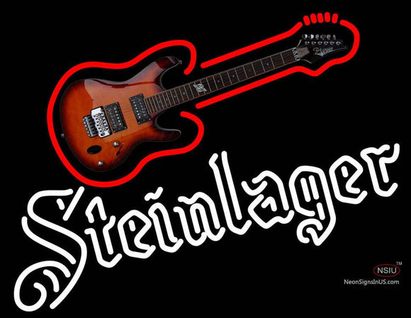Steinlager White Guitar Logo Neon Sign