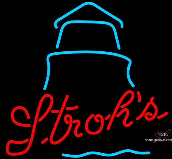 Strohs Day Lighthouse Neon Beer Sign