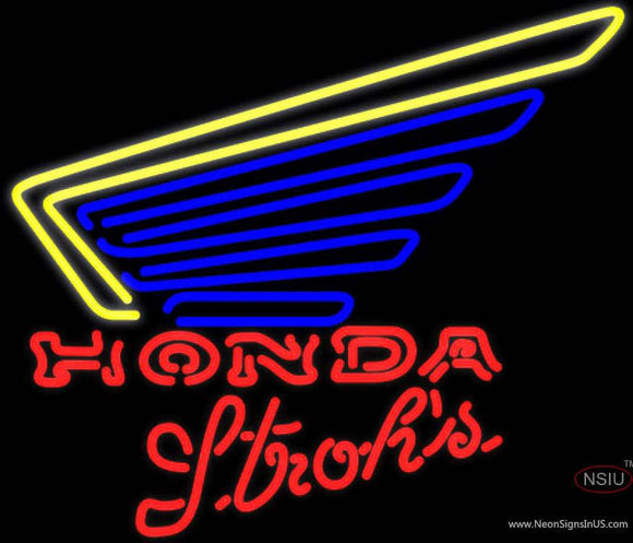 Strohs Honda Motorcycle Gold Wing Neon Sign  