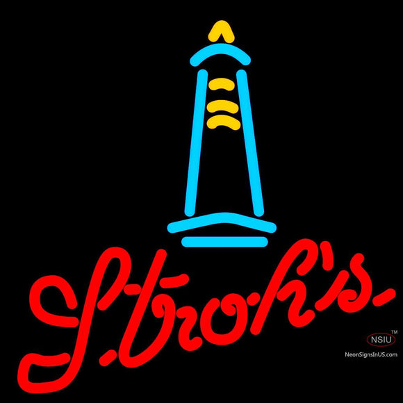 Strohs Lighthouse Neon Beer Sign x