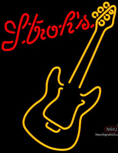 Strohs Only Orange Guitar Neon Sign  