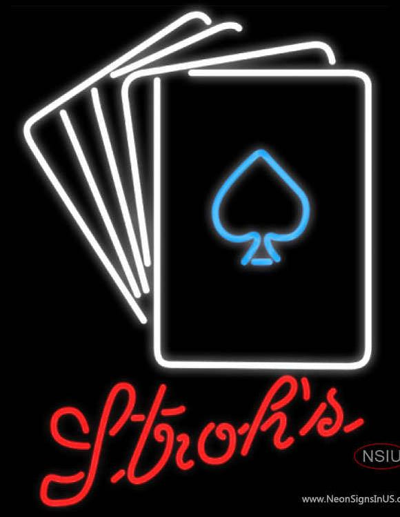 Strohs Poker Cards Neon Sign 7 