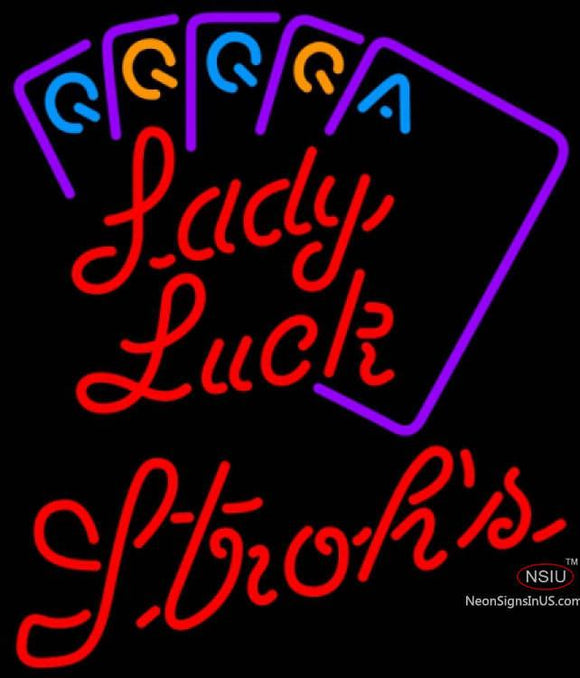 Strohs Poker Lady Luck Series Neon Sign 7 