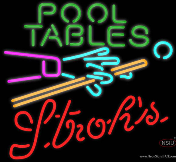 Strohs Pool Tables Billiards Neon Sign  