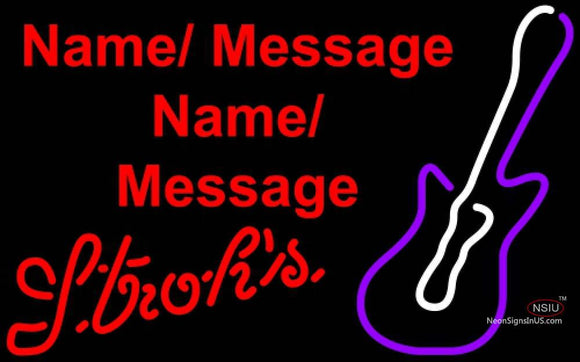 Strohs Violet Guitar Neon Sign  
