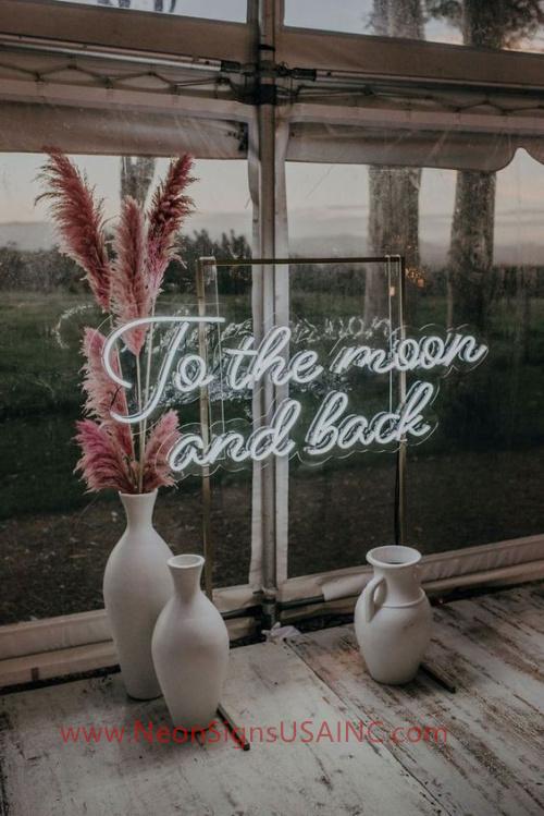 To The Moon And Back White Color Wedding Home Deco Neon Sign